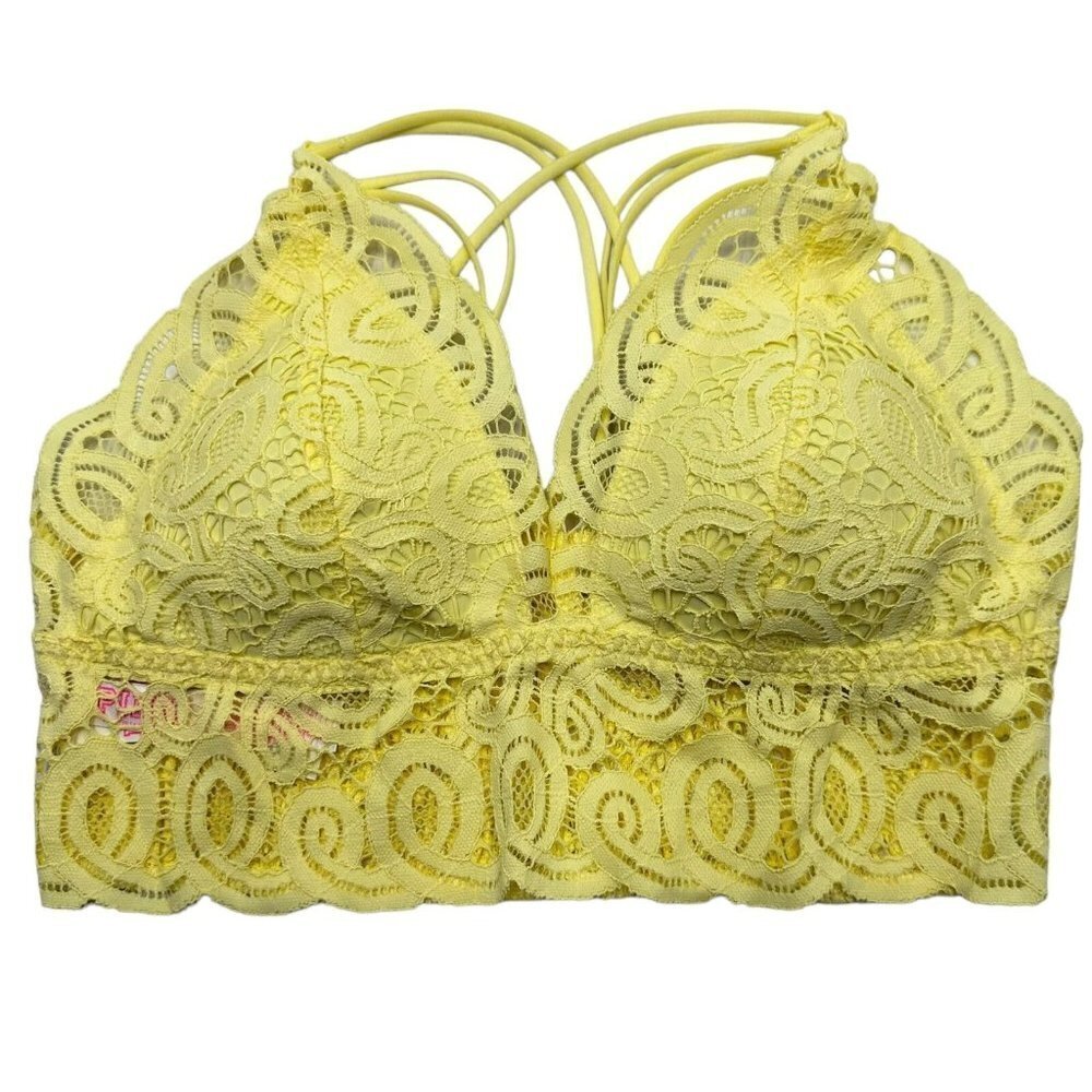 NEW/NWT Victoria's Secret Light Yellow Lace Strappy Bralette Size Medium